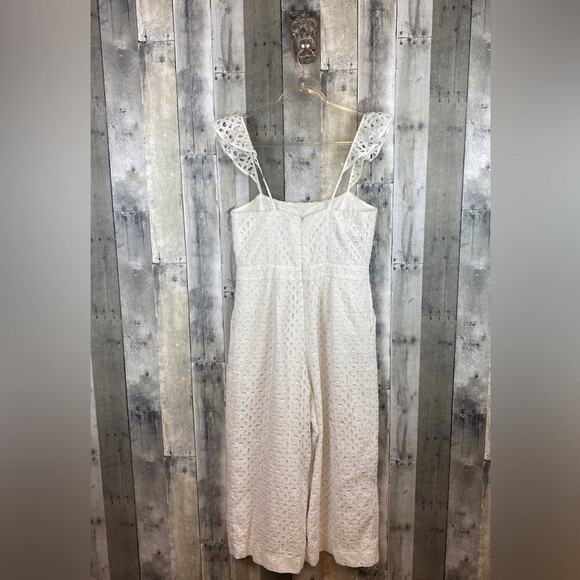 J. Crew Ruffle Jumpsuit in Embroidered Eyelet in White Size 12. - Picture 4 of 13